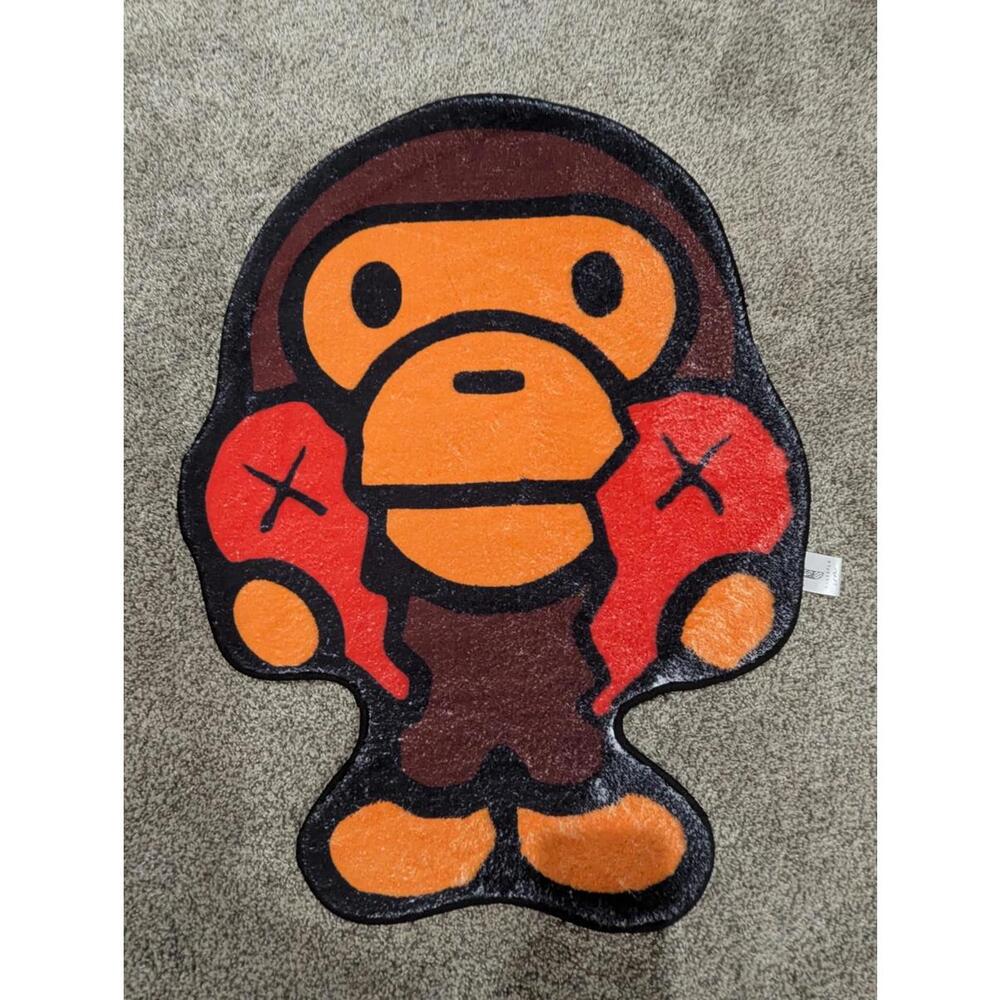 NEW Hypebeast BAPE x KAWS Baby Milo Tufted Rug Ape Monkey 29x25" Streetwear